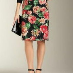 Talbots brush stroke floral print pencil skirt